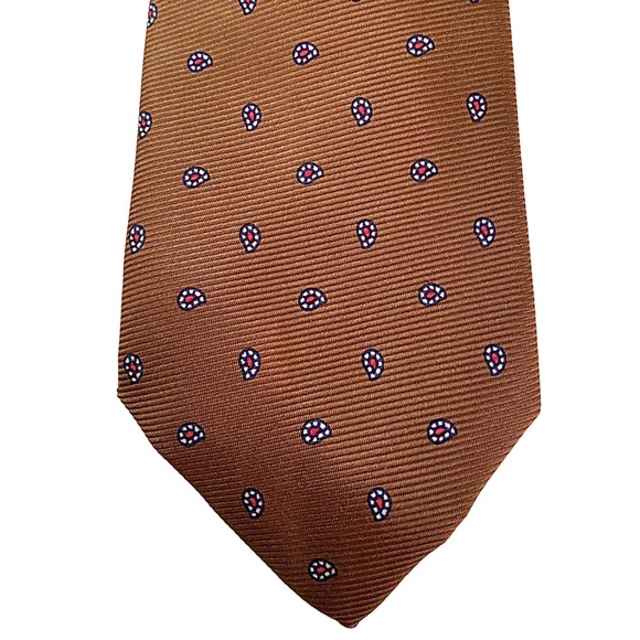 POLO RALPH LAUREN MEN’S VINTAGE BROWN SILK TIE, MADE IN ENGLAND - Picture 4 of 11